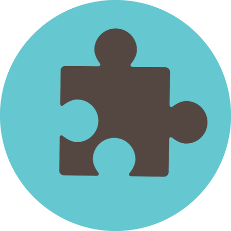 Puzzle icon. Idea design, teamwork piece, connection business, toy and game jigsaw, solution and order, vector art design abstract unusual fashion illustrationのイラスト素材