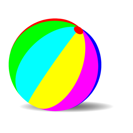 Toy ball color. Play game, sport beach, color round sphere, summer activity, balloon air. Vector art design abstract unusual fashion illustrationのイラスト素材