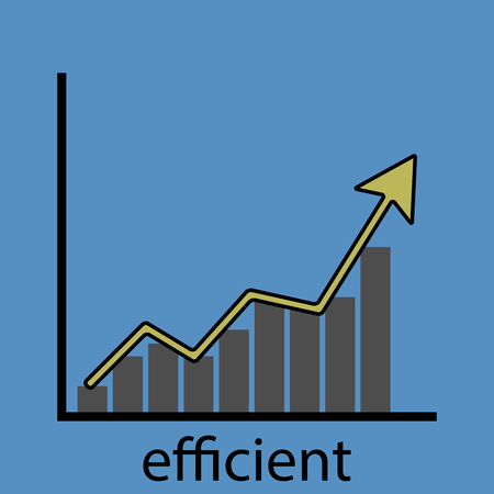 Rising efficiency graph icon. Graph and chart, growth improvement, achievement success, business diagram, logo economic data, upward financial report. Vector design unusual fashion illustrationのイラスト素材