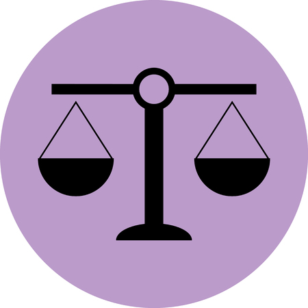 Scale icon balance. Justice and equality, law andcourt, measurement weigh, crime and legal. Vector art design abstract unusual fashion illustrationのイラスト素材