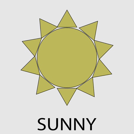 Sunny weather icon. Forecast sun, meteorology climate, clear nature  summer hot. Vector art design abstract unusual fashion illustrationのイラスト素材