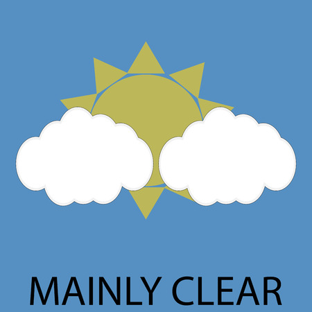 Icon weather mainly clear. Forecast meteorology sign, cloudy weather, forecasting news prediction. Vector art design abstract unusual fashion illustrationのイラスト素材