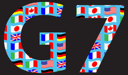 G7 icon pattern flag. World country, international pattern, sign or symbol great summit. Vector art abstract unusual fashion illustrationのイラスト素材
