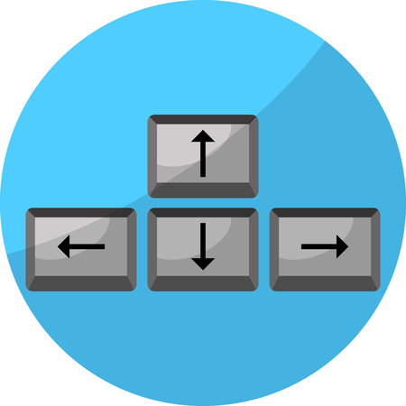 Button arrow game keyboard. Arrow button, game and gaming, gamepad. Vector abstract flat design illustrationのイラスト素材