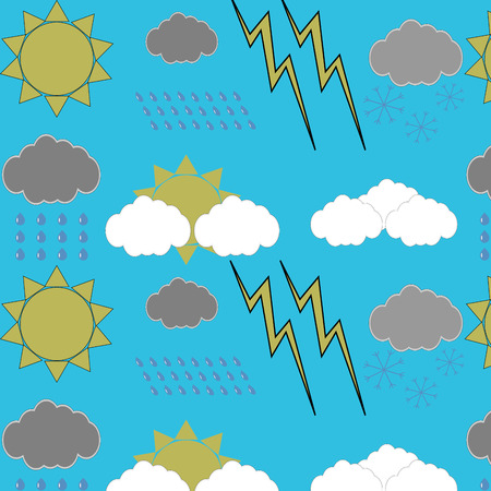 Weather pattern seamless. Weather decoration, season nature, sky cloud, rain and snow. Vector abstract flat design illustrationのイラスト素材