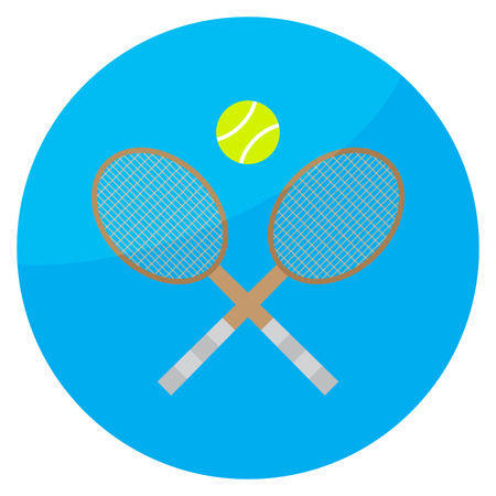 Tennis sport icon. Tennis ball and tennis racket, sport tennis, game and ball, competition play, equipment racket. Vector abstract flat design illustrationのイラスト素材