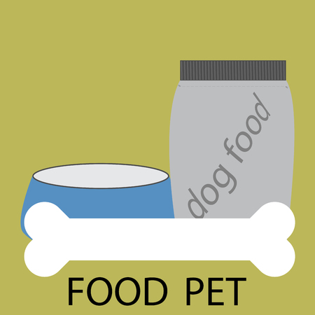 Feed pet icon design. Animal feed, eating feet, food for dog or cat, bone and bowl. abstract flat design illustrationのイラスト素材