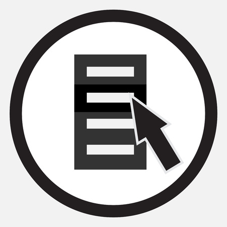 Choose from list cursor icon black white. Choice list, cursor icon choose, select concept point, pointer symbol. abstract flat design illustrationのイラスト素材