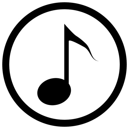 Note icon black. Music notes, and musical icon or symbol tune, outline tone. Vector flat design illustrationのイラスト素材