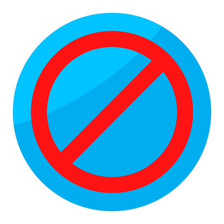 Sign ban isolated round. Button prohibition, no warning and forbidden, prohibited and forbid. Vector flat design illustrationのイラスト素材