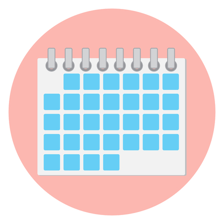 Calendar icon flat. Calendar page and monthly calendar, date and reminder, month icon. Vector flat design illustrationのイラスト素材