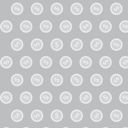 Silver coin vector pattern. Finance coin cash backdrop. Vector flat design illustrationのイラスト素材