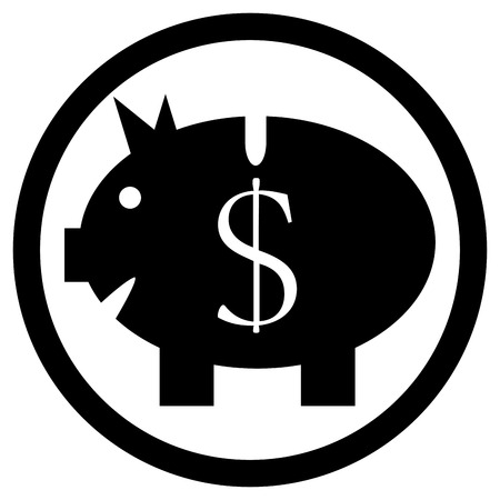 Piggy bank black white icon. Money savings and save money,  piggy bank icon and bank pig, investment cash dollar. Vector flat design illustrationのイラスト素材