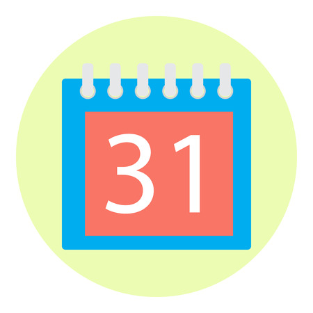 Icon color calendar isolated. Object day calendar, reminder calendar and isolated page calendar. Vector flat design illustrationのイラスト素材