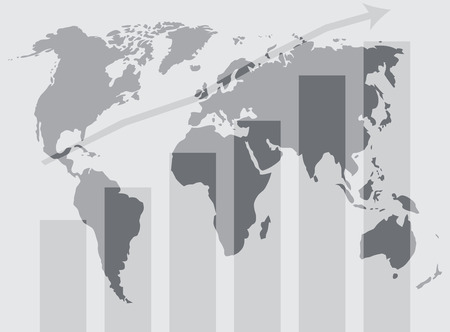 Global world development graphic. Global infographic background, chart and development template for business report and trend. Vector flat design illustrationのイラスト素材