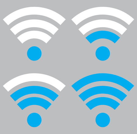 Indicator wifi communication set. Web router computing and telecommunications, maximum broadcast digital free and sharing. Vector flat design illustrationのイラスト素材