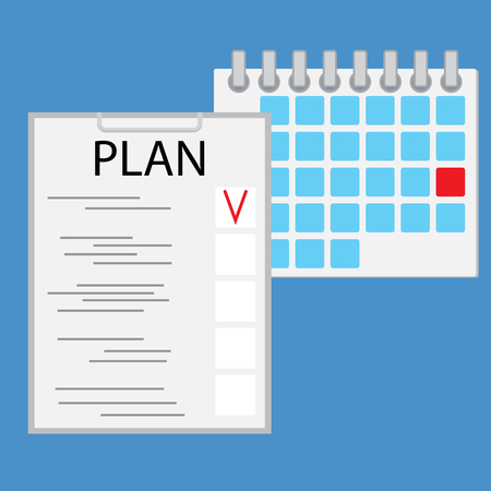 Planning day work flat. Business work every day schedule. Plan day illustration vectorのイラスト素材