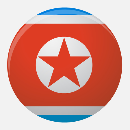 North Korea flag icon flat. Country national symbol illustration and nation patriotism vectorのイラスト素材