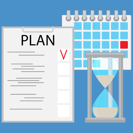Planning time business concept flat. Strategy business plan and planning process. Vector illustrationのイラスト素材