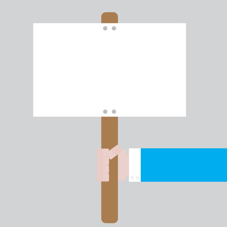 Blank banner in hand. Placard demonstration, protest radical, vector illustrationのイラスト素材