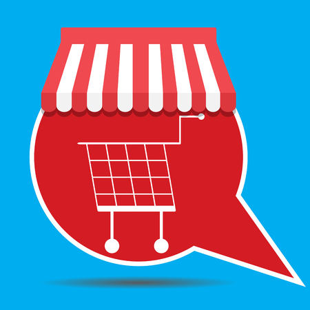 Label with shopping cart. Shopping cart icon and shopping basket for supermarket, vector illustrationのイラスト素材
