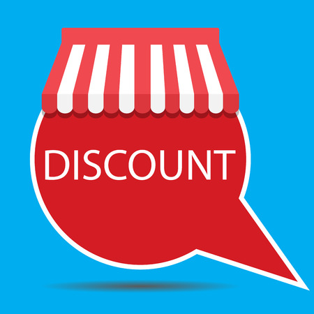 Discount sticker with awning. Sale and savings, offer to shopping, promotion and save money, discount card illustration vectorのイラスト素材