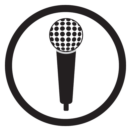 Microphone black sign. Microphone icon and speaker vintage. Vector illustrationのイラスト素材