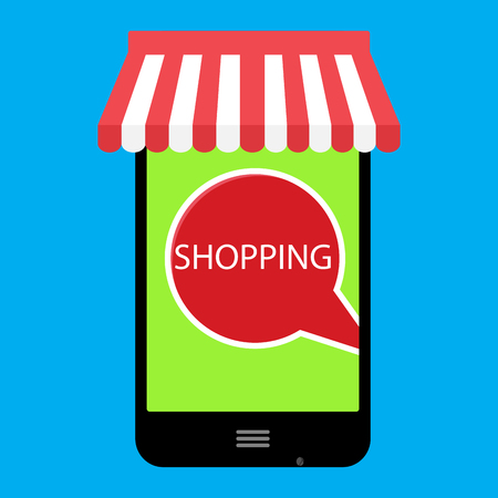 Shopping online with use phone. Vector shopping icon and online ecommerce, illustration online storeのイラスト素材