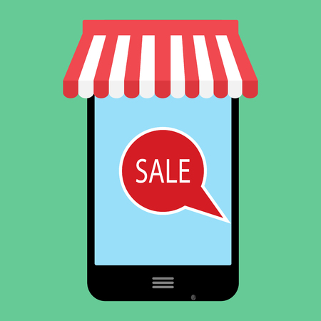 Sale online shopping. Discount and sale tag for marketing. Marketing with app and e-shopping service, vector illustrationのイラスト素材