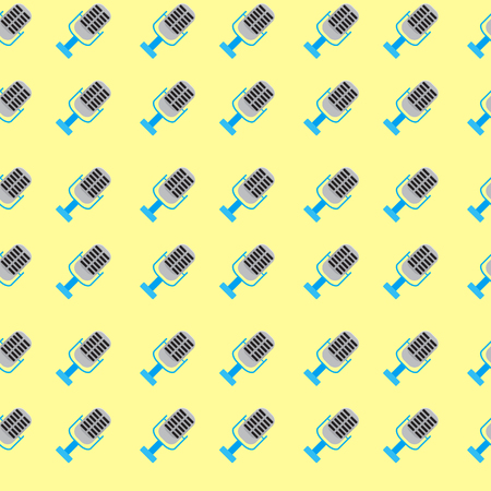 Seamless pattern with colored microphone. Pattern audio sound and record music studio background. Vector illustrationのイラスト素材