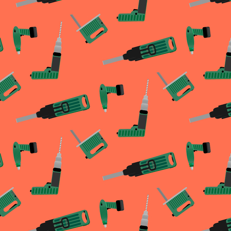Seamless pattern with electro instrument for construction and repair. Industrial tool screwdriver and punch, vector illustrationのイラスト素材