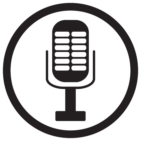 Microphone icon isolated. Microphone isolated and music microphone icon. Vector vintage microphone illustration iconのイラスト素材