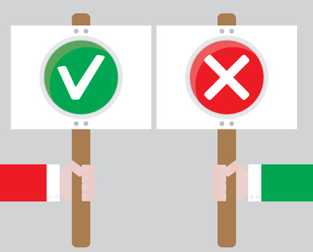 Human right to choose the positive and negative. Choice and selection, decision and decide, Vector choose concept and illustrationのイラスト素材