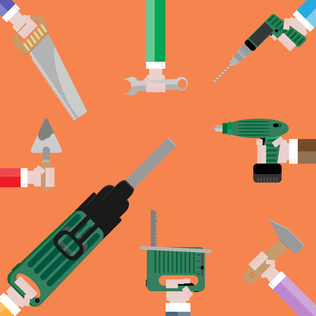 Service construction works. Instrument in hand, illustration of tools for workのイラスト素材