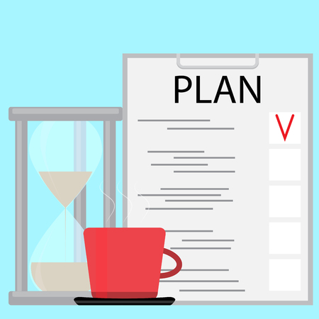 Morning planning concept. Plane and strategy, business plan and planning process. Vector illustrationのイラスト素材