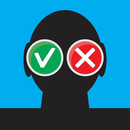 Personal choice concept. Yes and no, yes no maybe, right and wrong, do and dont, vector illustrationのイラスト素材