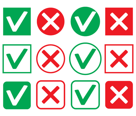 Set of icon consent and denial. Ok icon mark illustration and check correct vectorのイラスト素材