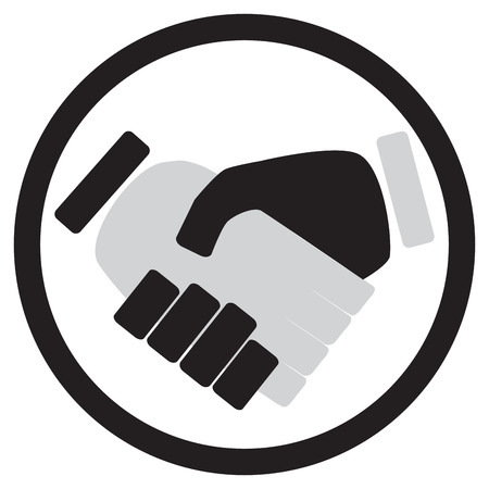 Handshake icon monochrome. Hand and handshake icon, shaking hands and business handshake, business partnership meeting. Vector illustrationのイラスト素材