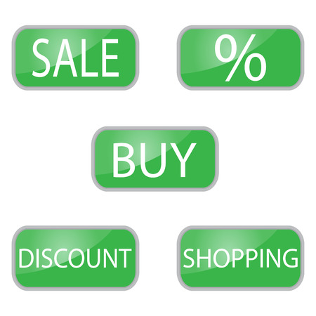 Web button green color for shooping and online shop. Shopping icon for sale sign, discount and sale tag,. Vector illustrationのイラスト素材