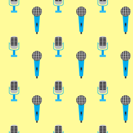 Seamless pattern vintage microphone. Audio pattern and voice studio. Vector illustrationのイラスト素材