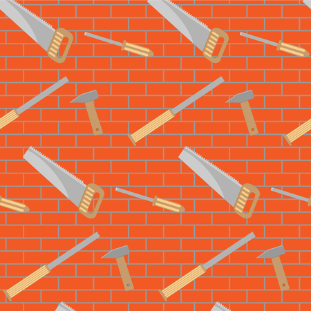 Carpentry tools pattern design. Construction equipment for work, instrument and carpentry service. Vector illustrationのイラスト素材