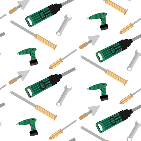 Pattern with tools for construction. Industry instrument equipment electric, vector illustrationのイラスト素材
