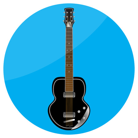 Electronic guitar icon flat. Musical instrument for concert, sound recording mobile app. Vector illustrationのイラスト素材