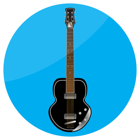 Ilustración de Electronic guitar icon flat. Musical instrument for concert, sound recording mobile app. Vector illustration - Imagen libre de derechos