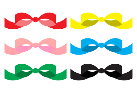 Set of colored bows. Ribbon bow for gift, red bow vector illustrationのイラスト素材