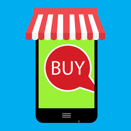 Buy onlline with web store. Shooping store and promotion commerce shopping, vector illustrationのイラスト素材