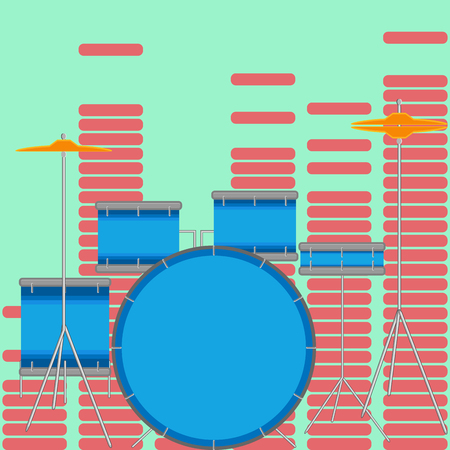 Drum set flat style. Drum kit and music, musical instruments, vector illustrationのイラスト素材