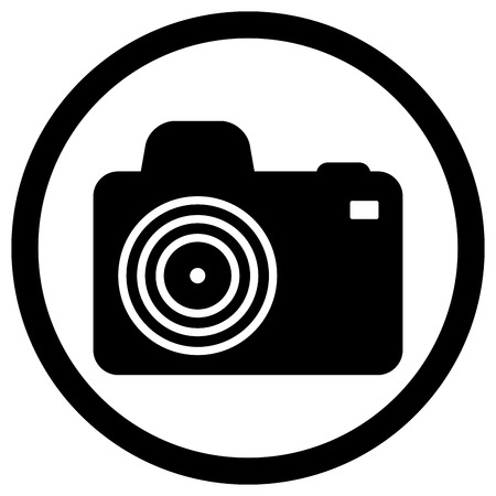 Black camera photo. Photo camera isolated and digital camera in monochrome style. Vector illustrationのイラスト素材