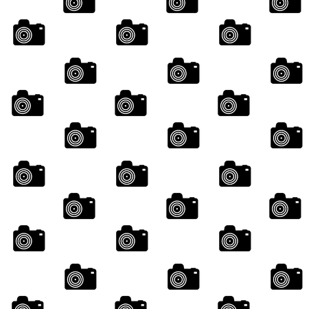 Pattern black camera photo. Seamless pattern photography and background with professional camera. Vector illustrationのイラスト素材