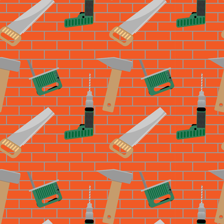 Seamless pattern with construction tools. Background with equipment for repair work, illustration vectorのイラスト素材